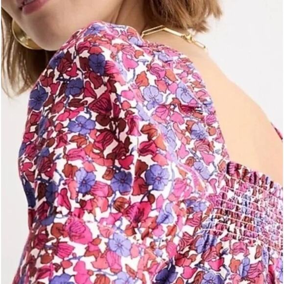 J. Crew Afternoon Linen Dress Berry Floral Pink Size Small - Picture 3 of 14